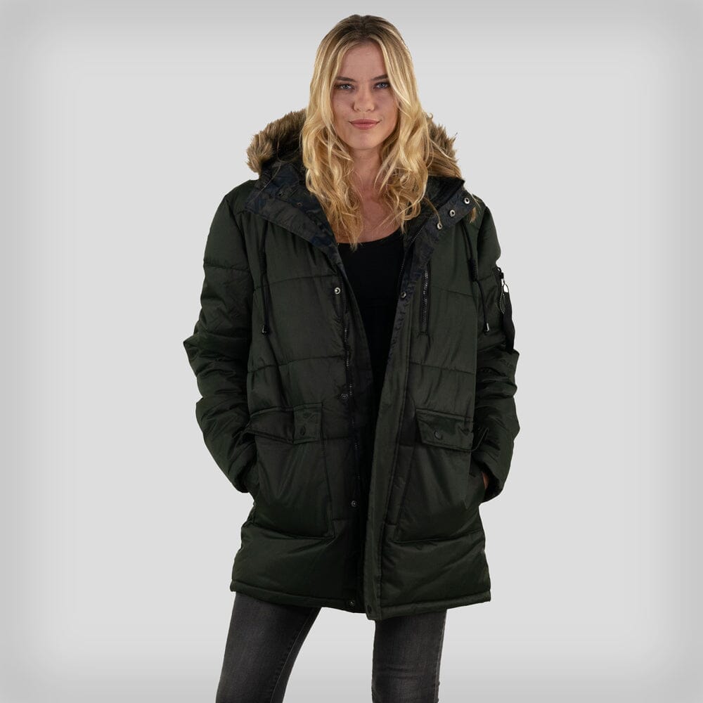 Women's Snorkel Puffer Oversized Jacket - FINAL SALE Womens Jacket Members Only DARK OLIVE Small 