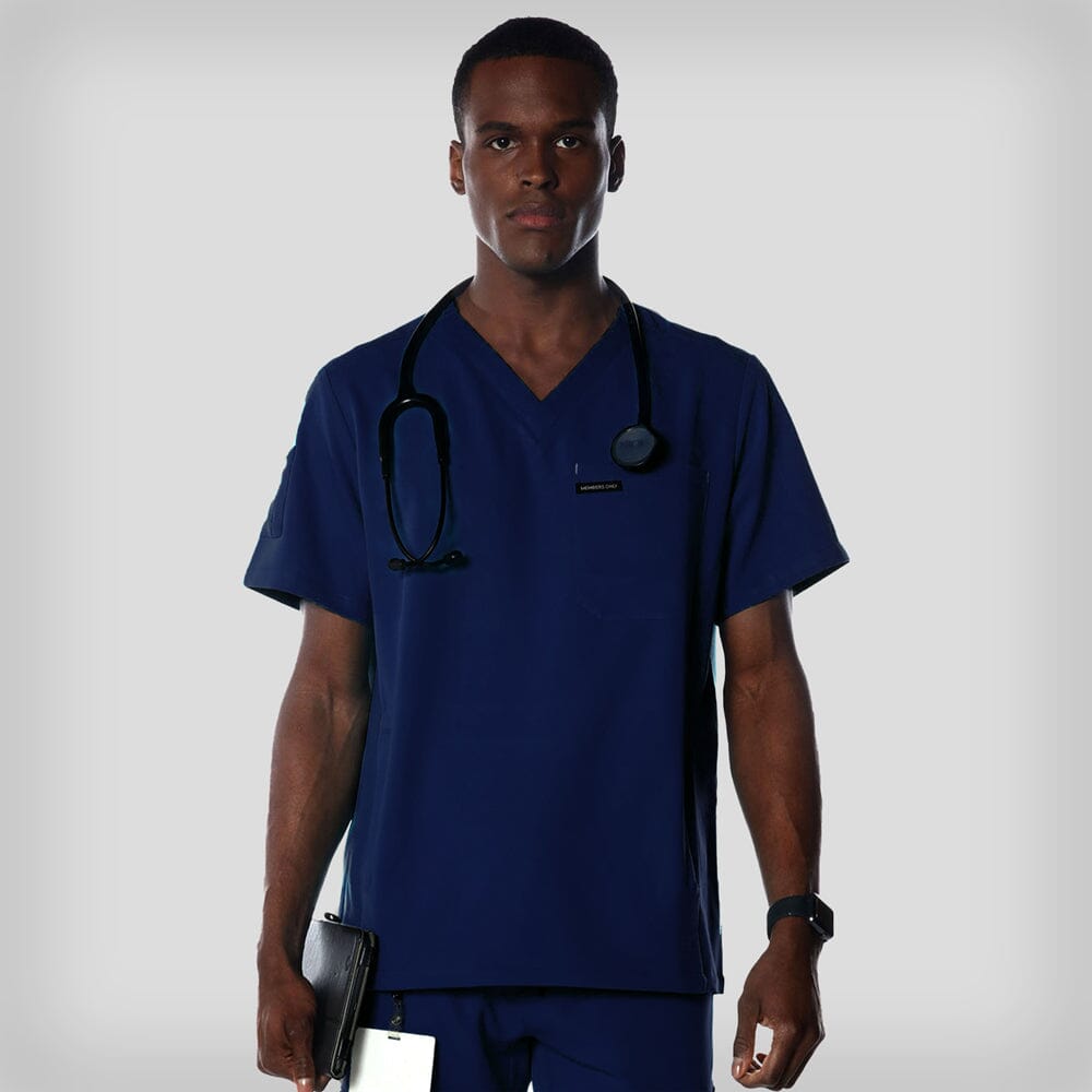 Manchester 3-Pocket Scrub Top Mens Scrub Top Members Only Navy Small 