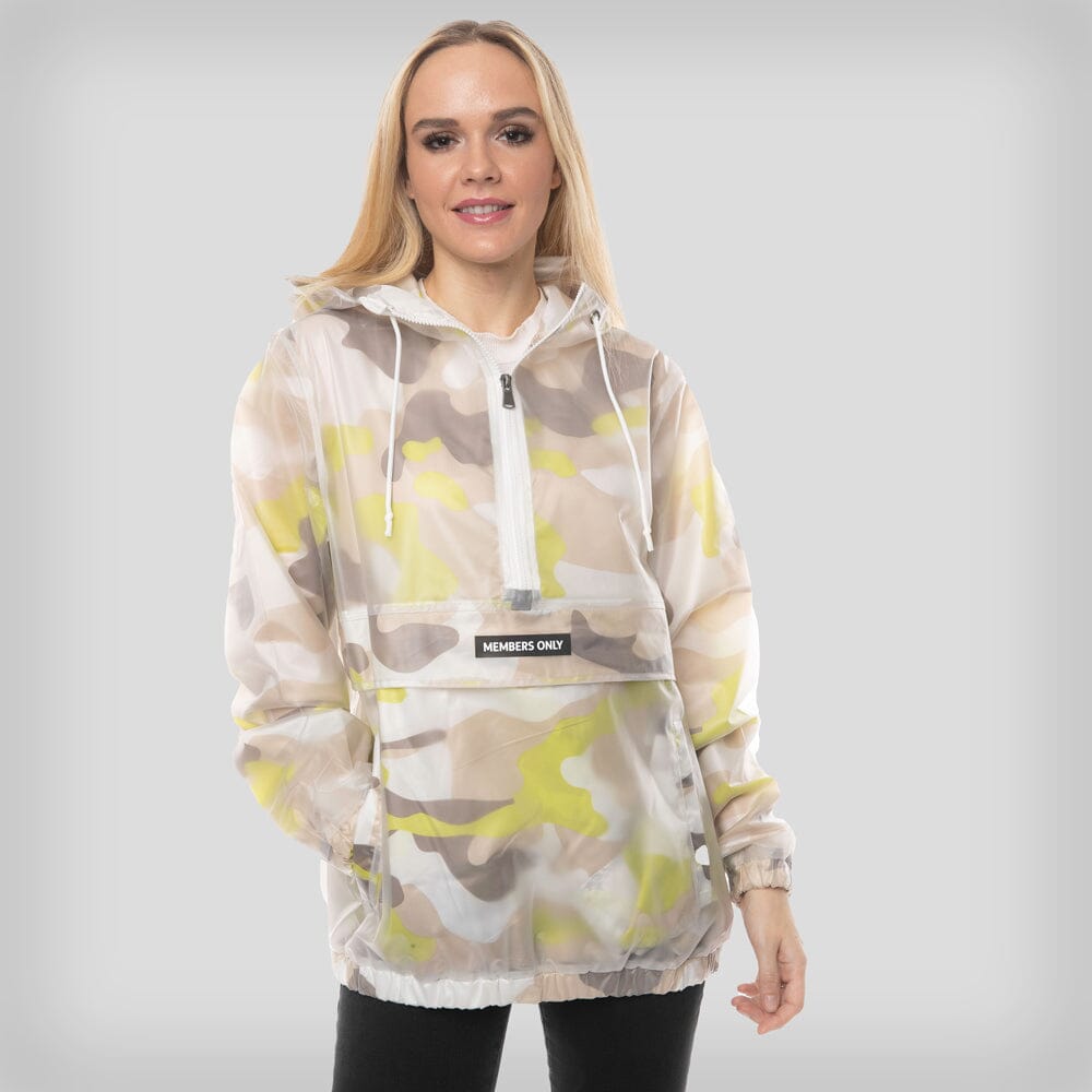 Women's Translucent Camo Print Popover Oversized Jacket - FINAL SALE Womens Jacket Members Only Lime Large 