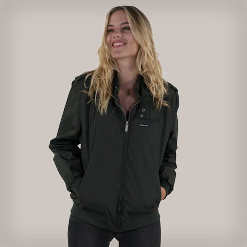 Women's Classic Iconic Racer Oversized Jacket Women's Iconic Jacket Members Only Dark Green Small 