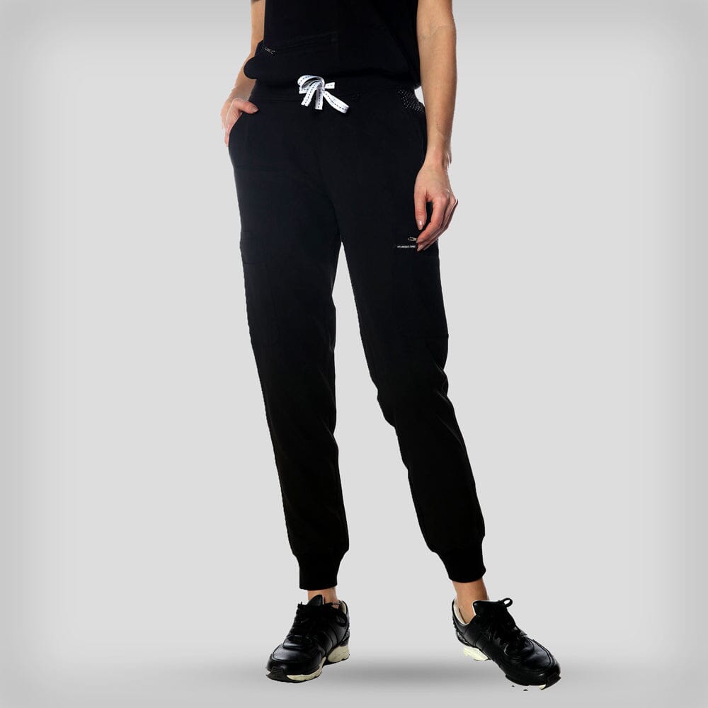 Valencia Jogger Scrub Pants Womens Scrub Pants Members Only Official Black 2X-Small Regular