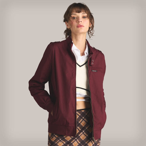 Women's Classic Iconic Racer Jacket (Slim Fit) Women's Iconic Jacket Members Only Burgundy X-Small 