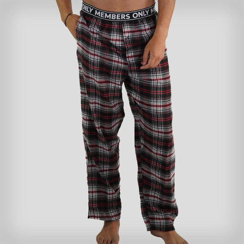Men's Flannel Sleep Pants Logo Elastic - Red Sleepwear Pants Members Only RED SMALL 