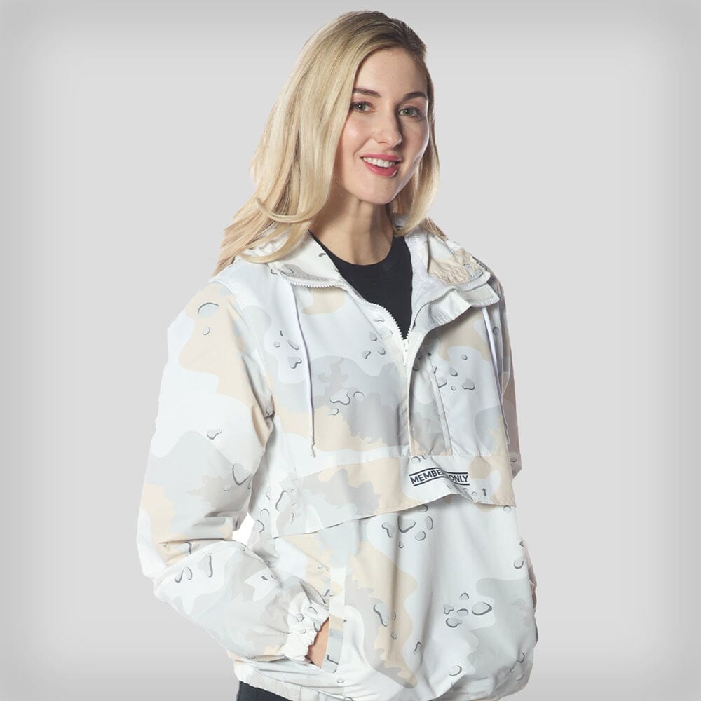 Women's Camo Print Popover Oversized Jacket - FINAL SALE Womens Jacket Members Only Snow Camo Small 
