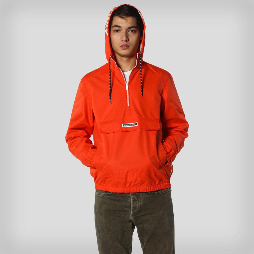 Men's Solid Popover Jacket Men's Jackets Members Only Orange Small 