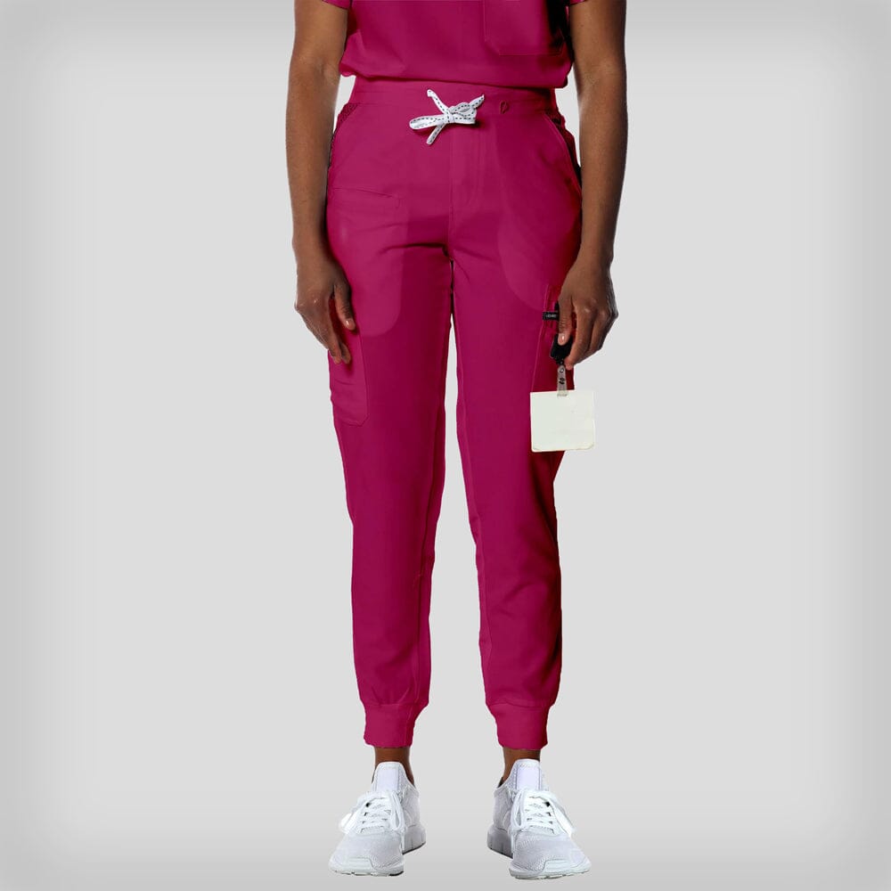 Valencia Jogger Scrub Pants Womens Scrub Pants Members Only Official Wine 2X-Small Regular