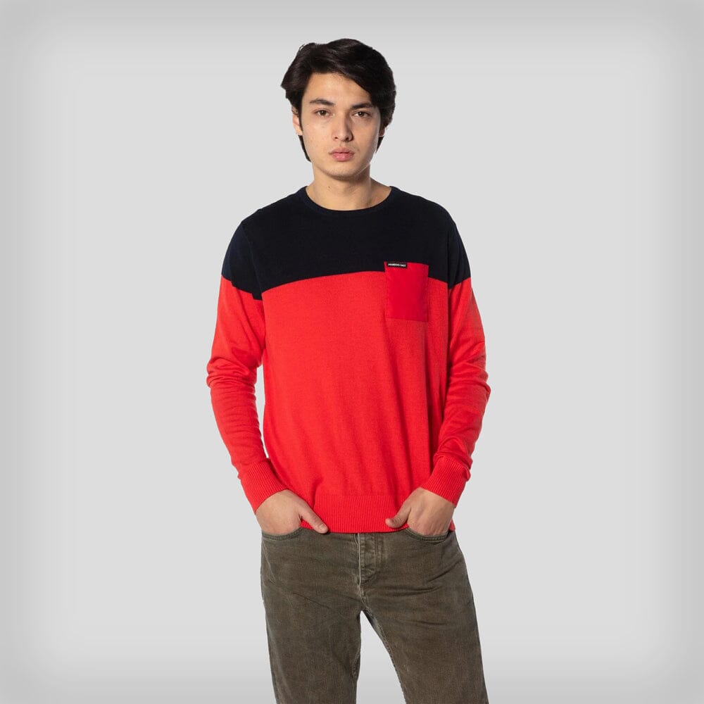 Men's Color Block Pullover Sweater - FINAL SALE Mens Shirt Members Only Red Small 