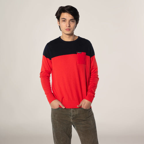 Men's Color Block Pullover Sweater Shirt Members Only Red Small 