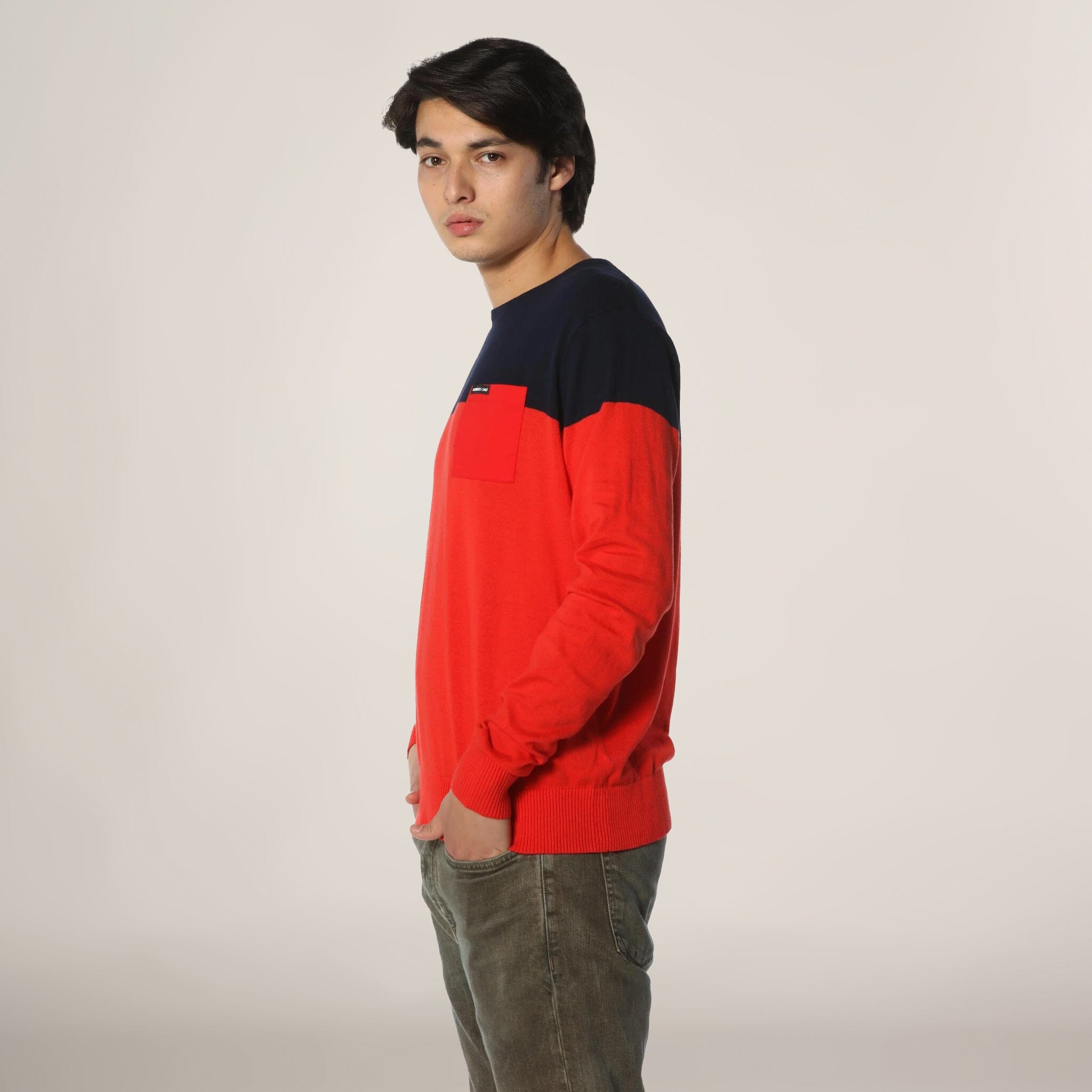 Men's Color Block Pullover Sweater Shirt Members Only 