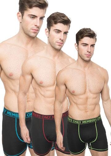 Members Only 3PK Athletic Boxer Brief Contrast Elastic Briefs Members Only BLACK SMALL 
