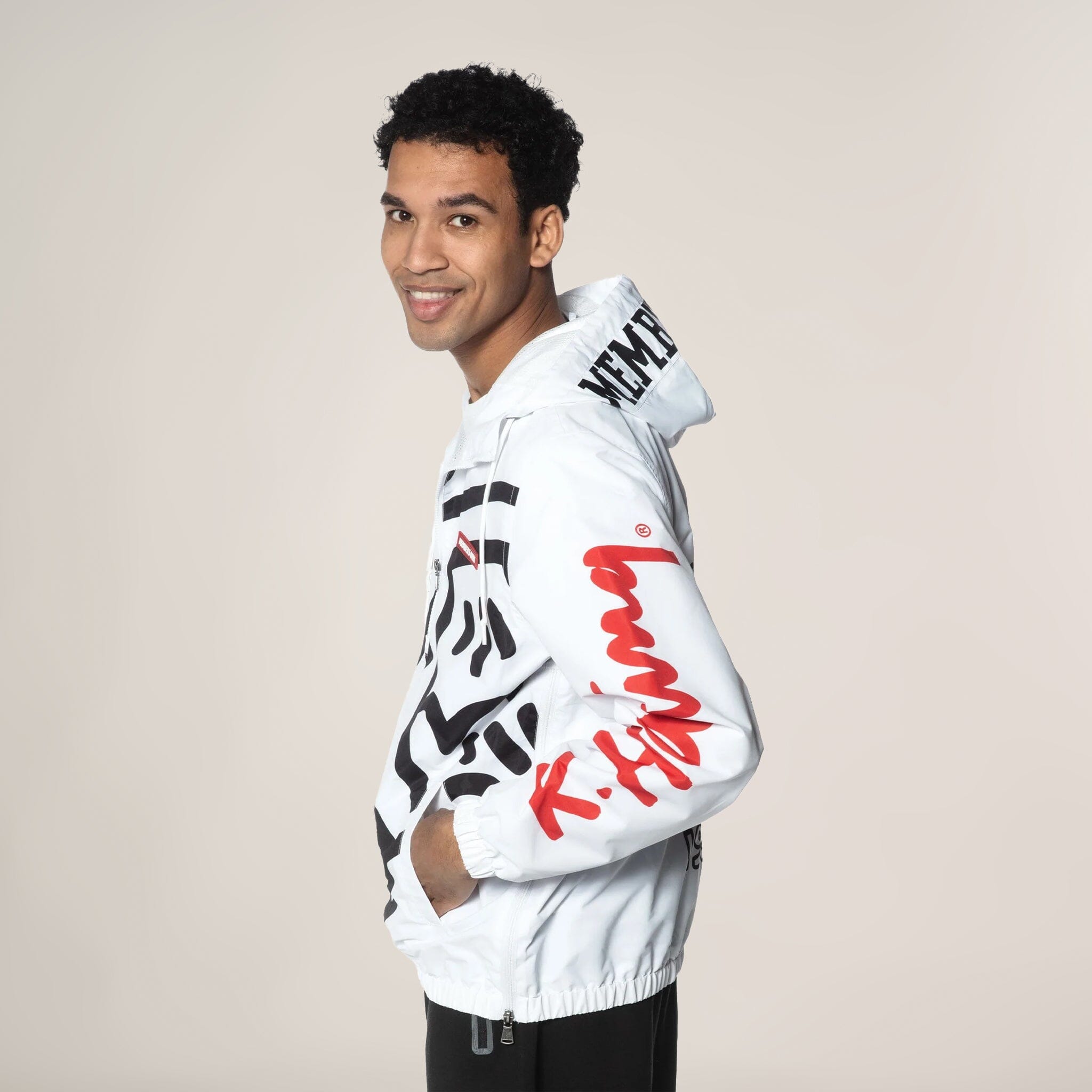 Men's Keith Haring X Members Only Windbreaker Jacket - White Unisex Members Only Official 