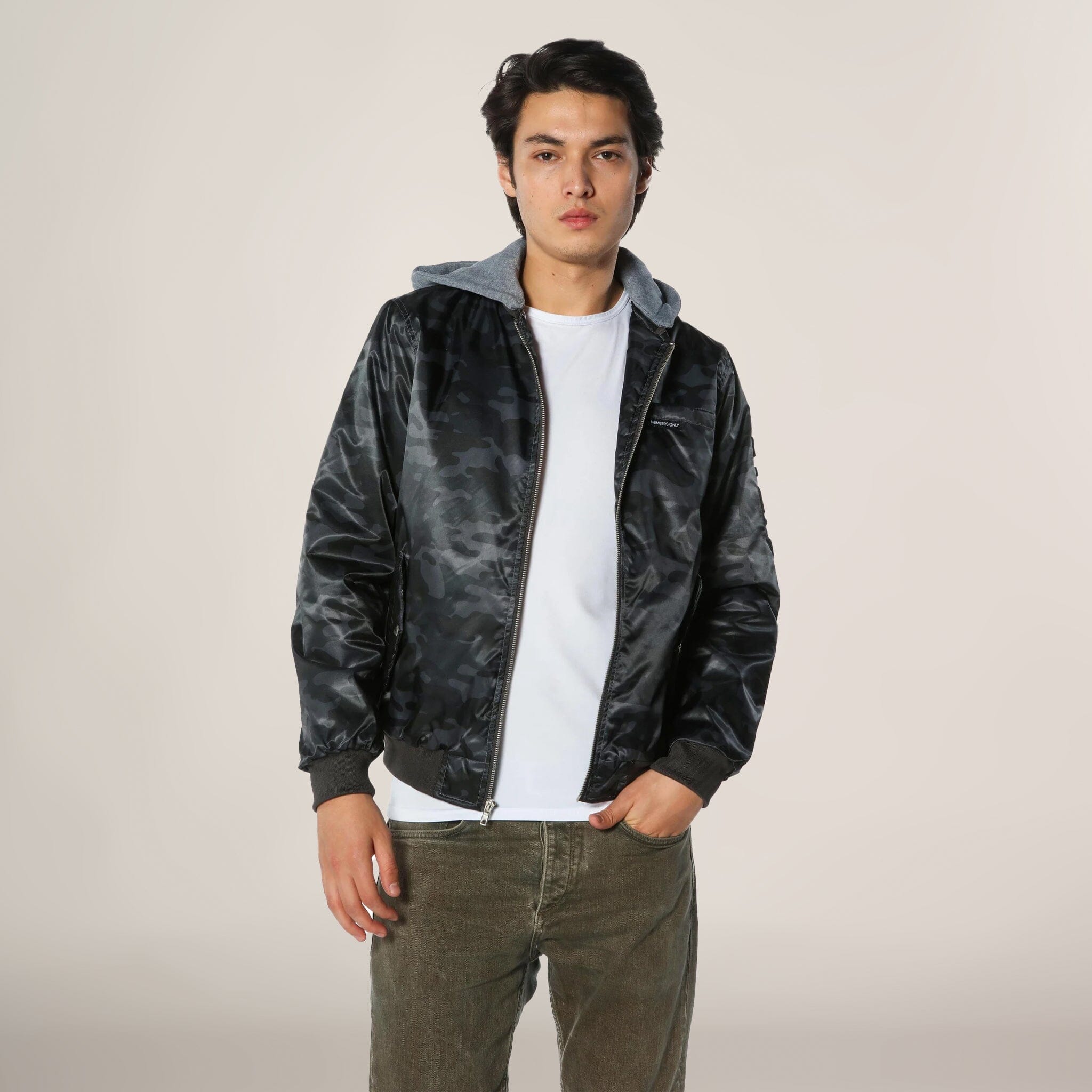 Men's Flight Satin Twill Hooded Jacket | Members Only – Members Only®